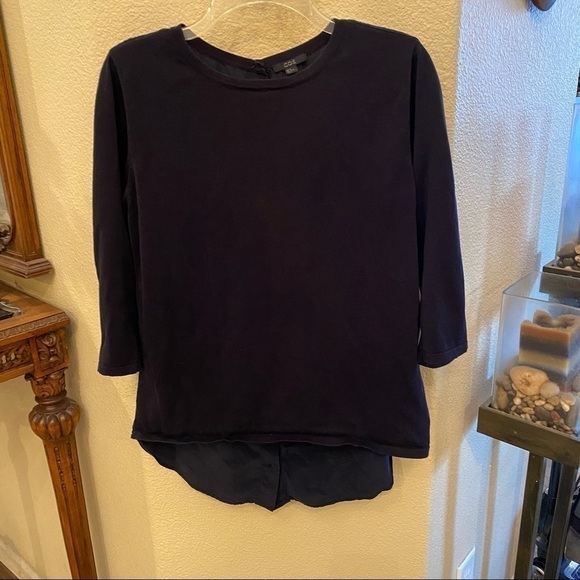 COS Tops - COS Navy 3/4 Sleeve Silk Top Size Medium